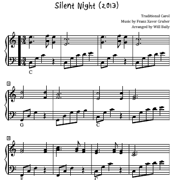Silent Night 2013 Sheet Music and Sound Files for Piano Students